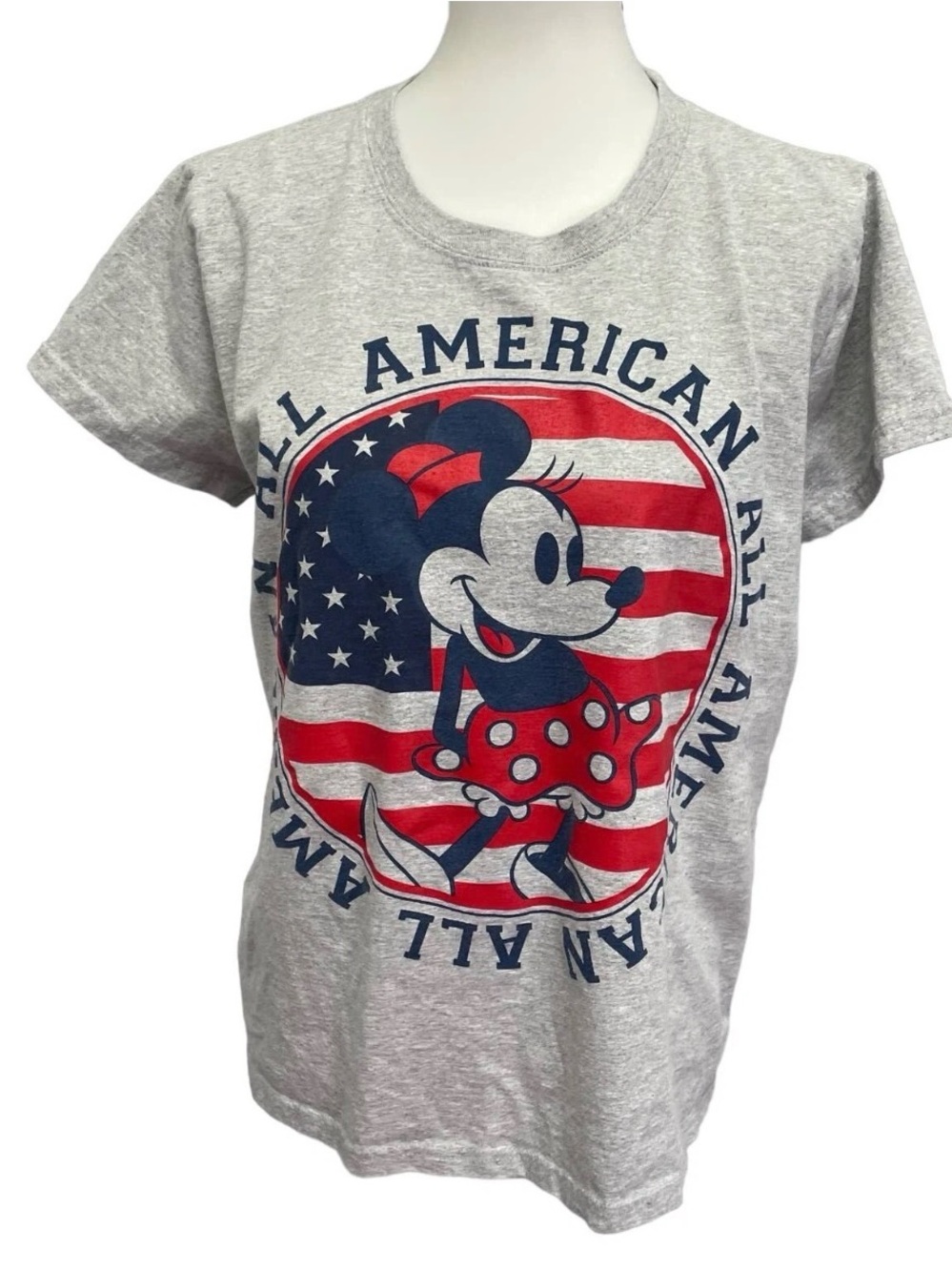 Disney Minnie Mouse All American Tee XL | Patriotic Graphic USA Flag Shirt